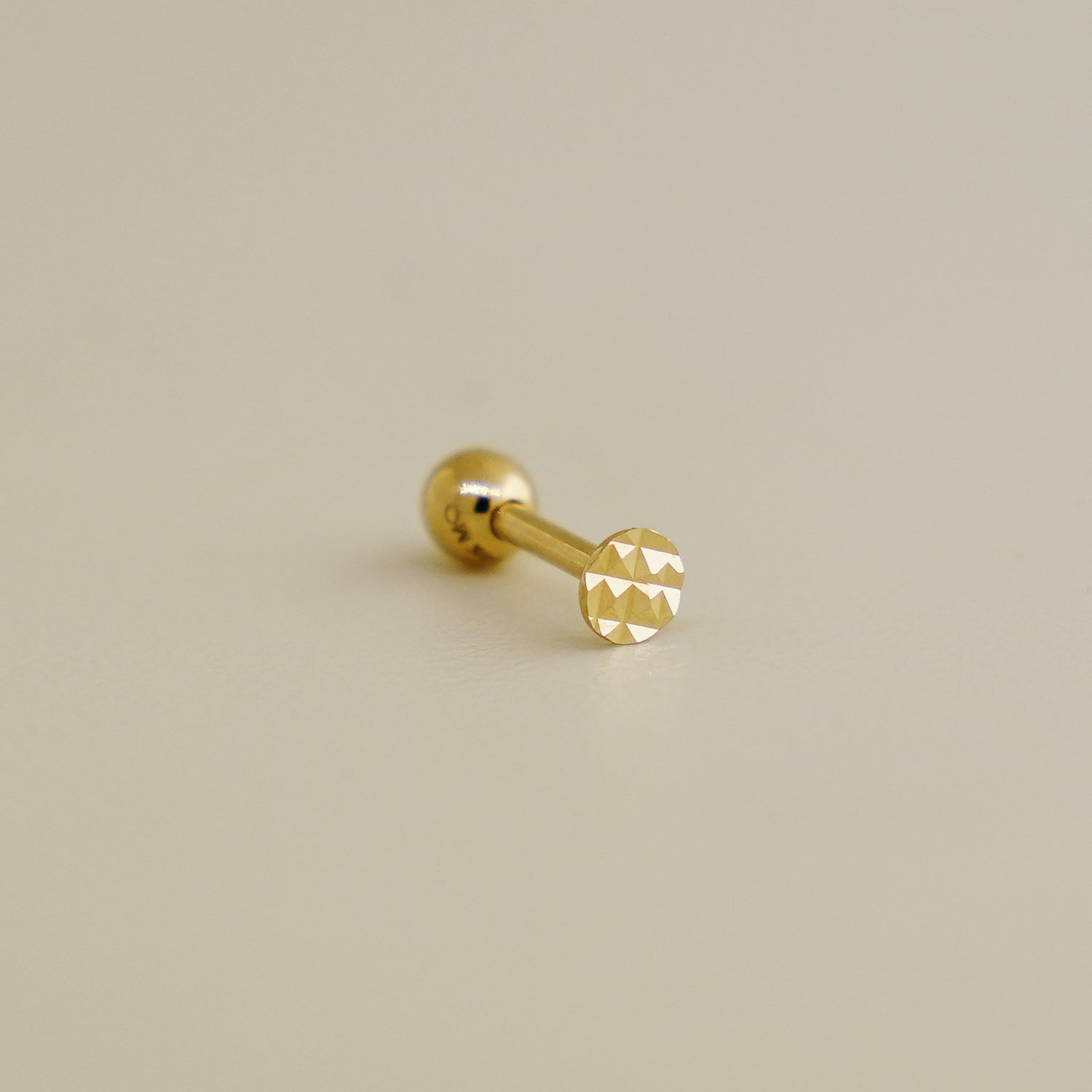 14K Solid Gold Diamond Cut Tragus - anygolds
