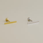 14K Solid Gold Plain Bar Stud Piercing Earring - Anygolds 