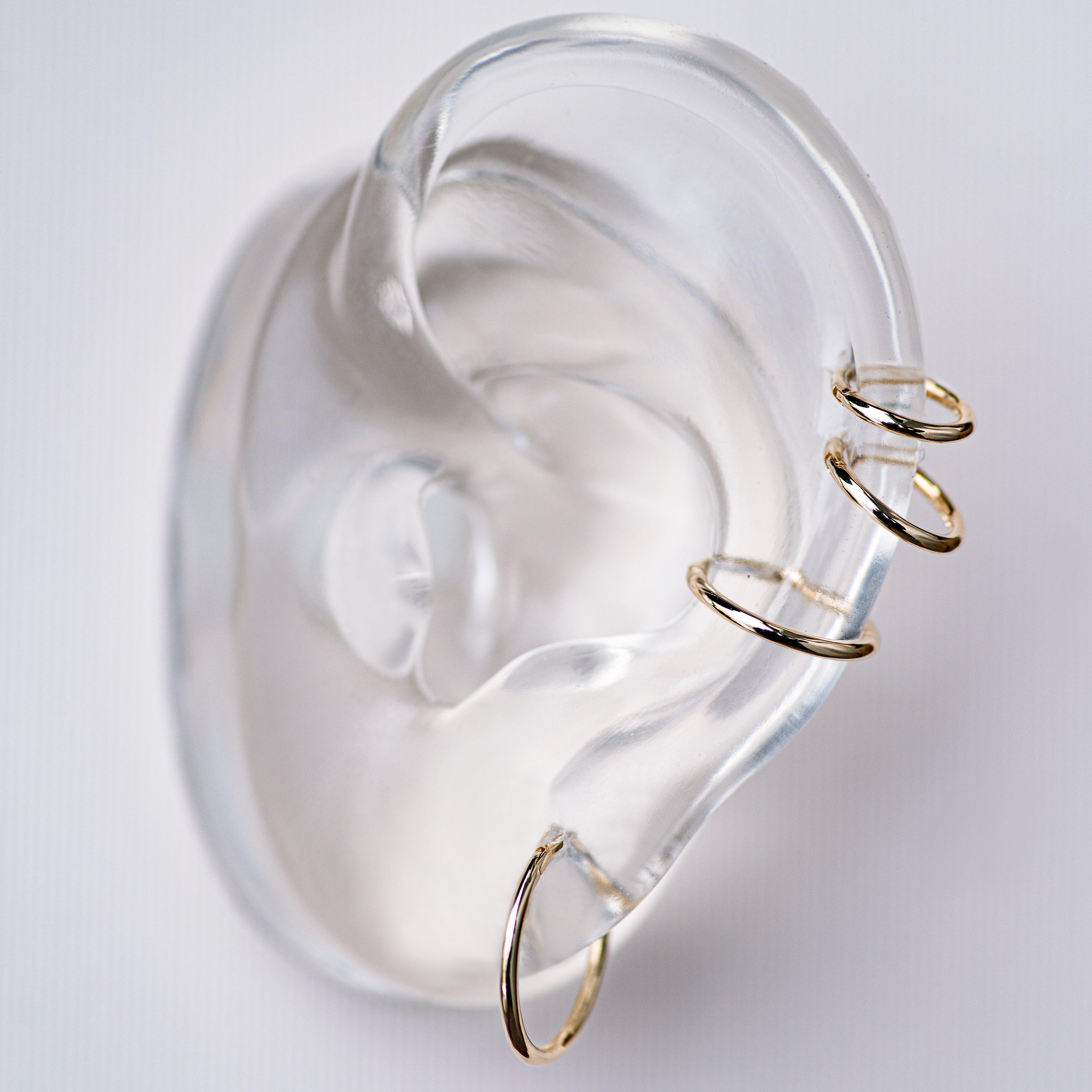 14K Solid Gold Plain Seamless Clicker Hoop Ring - 16G, 18G – Anygolds