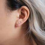14K Solid Gold Three Round Diamond Tragus Ear Piercing - anygolds