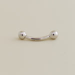 14K Solid Gold 3mm Plain Ball Bent Barbell Eyebrow Piercing 16gauge  - More Size Option - anygolds