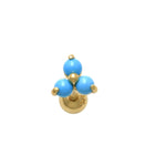 14K Solid Gold Turquoise Trinity Ear Piercing 18gauge - anygolds