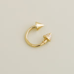 14K Solid Gold Spike Horse Shoe Ear Piercing - anygolds