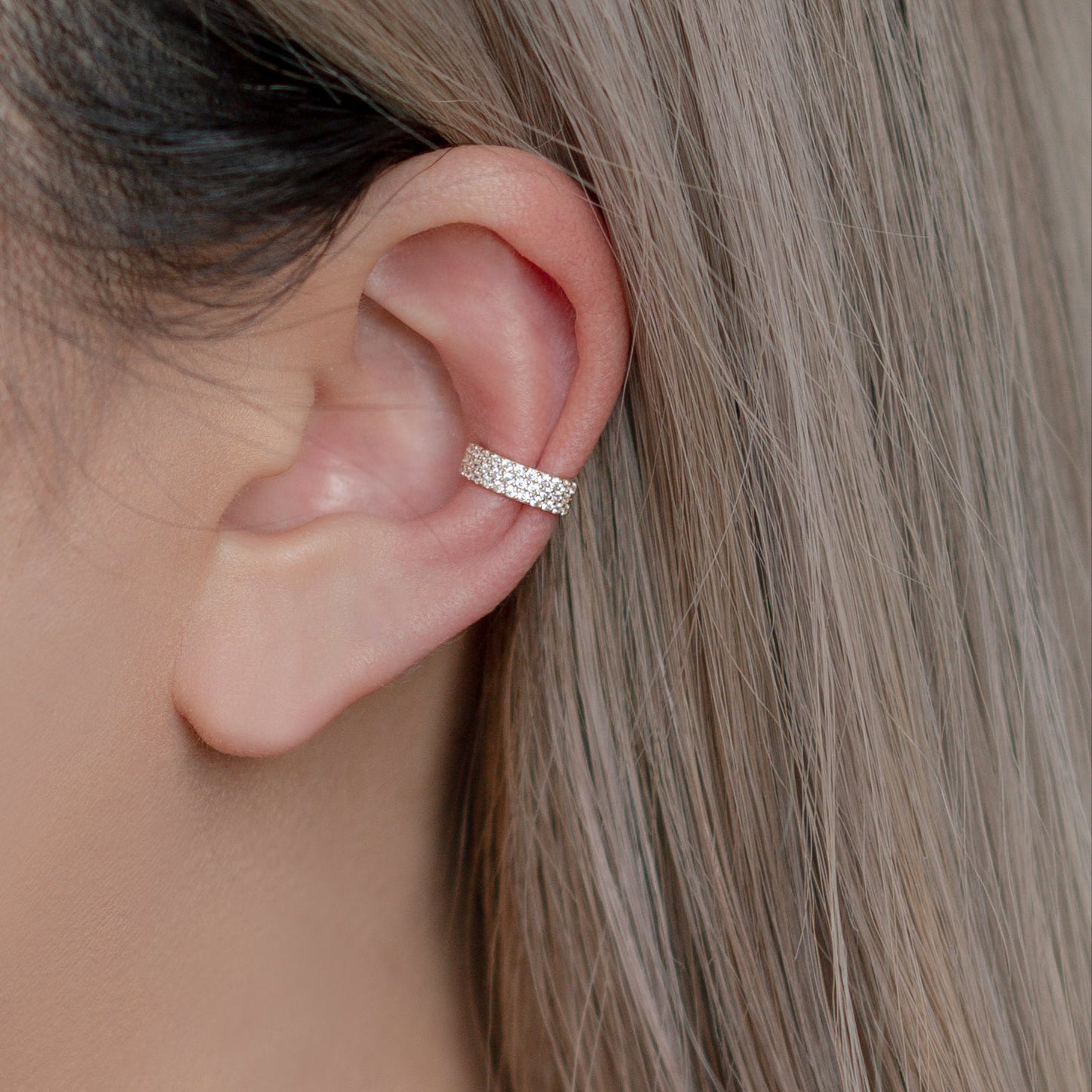 CZ Prong Eternity Bold Ear Cuff - Anygolds