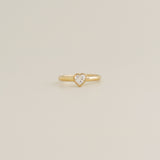 14K Solid Gold Heart Single CZ Ear Cuff - anygolds