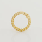 14K Solid Gold Twisted Rope Hoop Piercing - Anygolds 