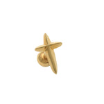 14K Solid Gold Plain Mini Corss Ear Piercing 18gauge - anygolds