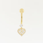 14K Solid Gold Cubic Zirconia Eternity Heart Drop Belly Piercing - Anygolds 