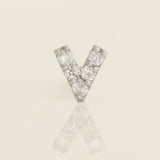 14K Solid Gold Diamond V Shape Stud Piercing Earring - Anygolds 