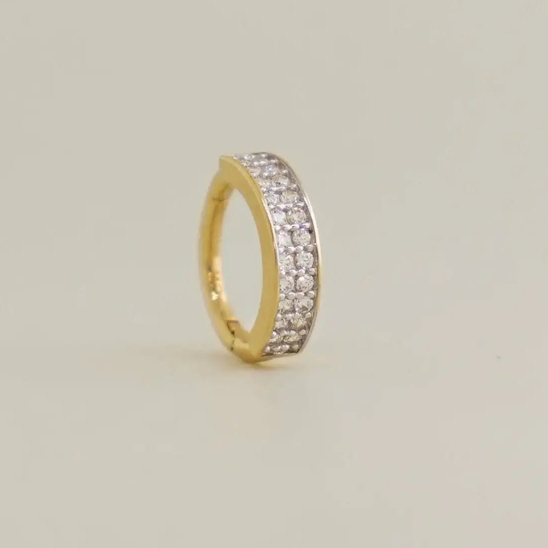 14K Solid Gold Double Pave Row Clicker Hoop – Anygolds