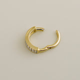 14K Solid Gold CZ Clicker Ear & Body Hoop Ring Piercing - anygolds