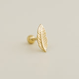 14K Solid Gold Feather Ear Piercing - anygolds