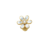 14K Solid Gold White Daisy Flower CZ Ear Piercing 18gauge - anygolds