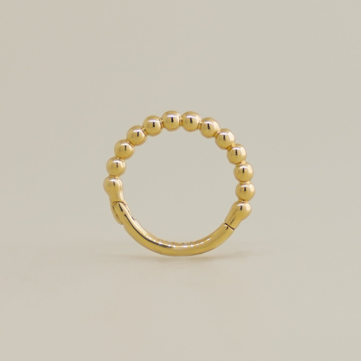 14K Solid Gold Beaded Ear & Nose Hoop Ring Piercing - anygolds