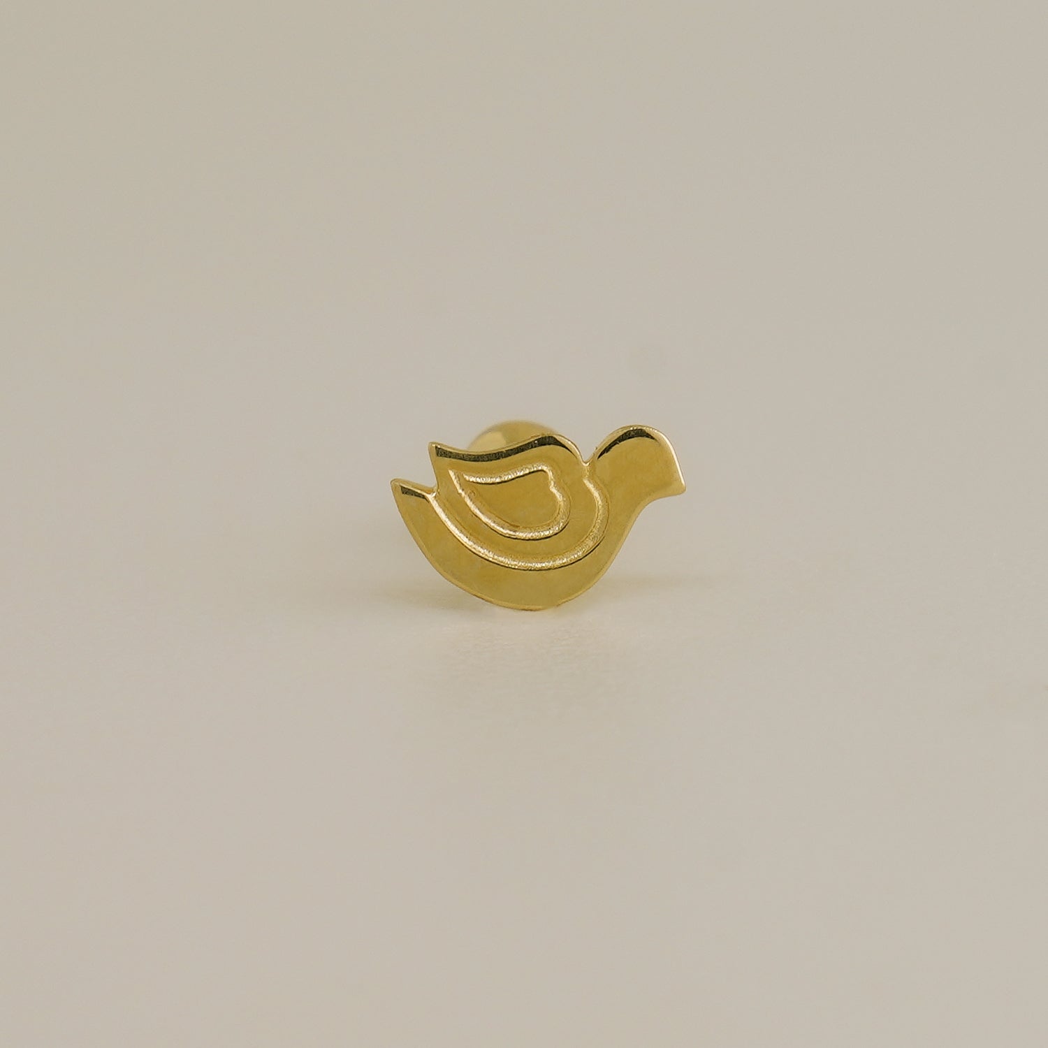 14K Solid Gold Dove Ear Piercing 18gauge - anygolds