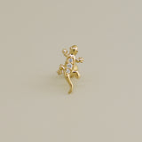 14K Solid Gold Little Baby Lizard CZ Ear Piercing 18gauge