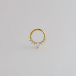 14K Solid Gold CZ Hoop Ring Piercing - anygolds