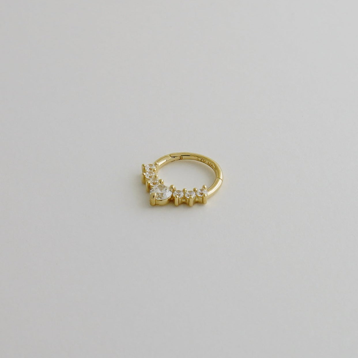 14K Solid Gold CZ Hoop Ring Piercing - anygolds