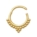 14K Solid Gold Beaded Ear & Nose Hoop Ring Piercing 18gauge - anygolds