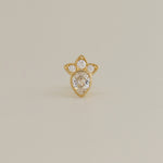 14K Solid Gold Pear CZ Floral Ear Piercing 18gauge - anygolds
