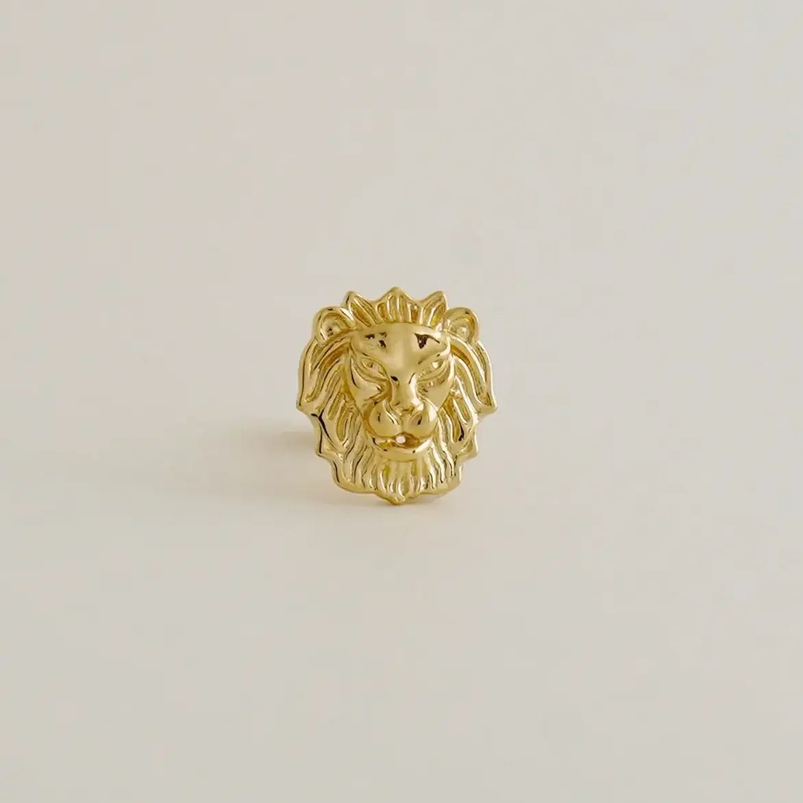14K Solid Gold Lion Stud – Anygolds