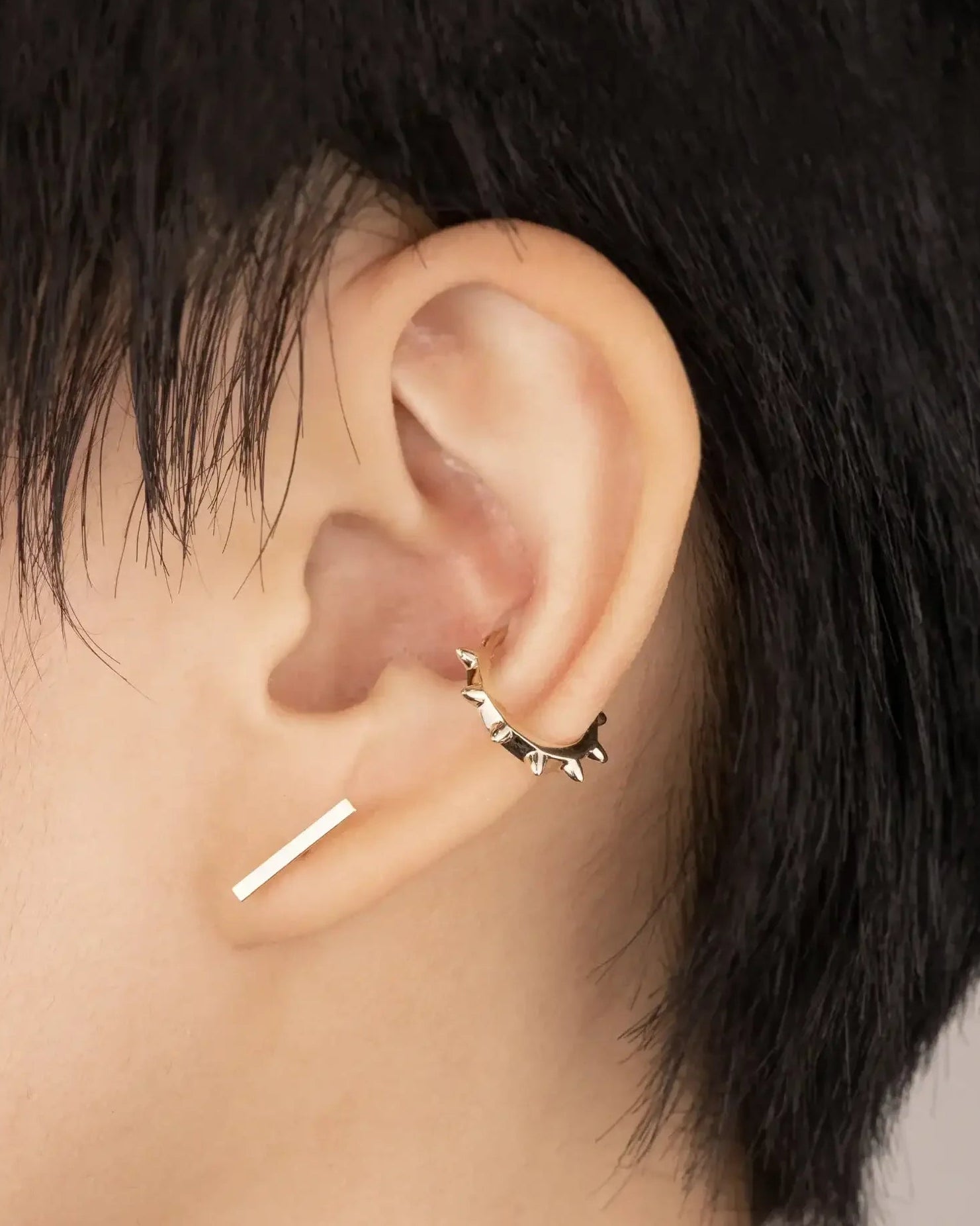 14K Solid Gold Spike Clicker Hoop – Anygolds