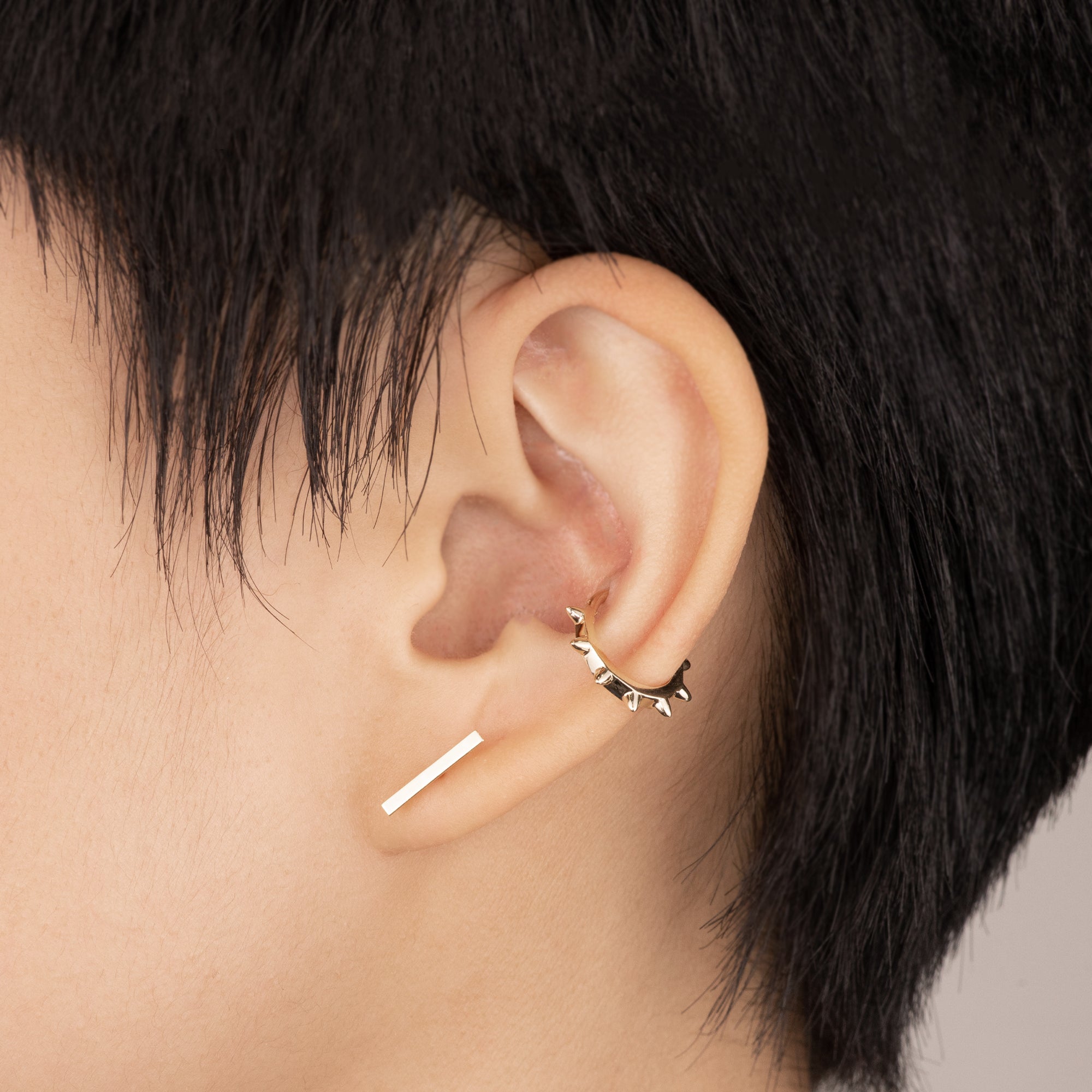 14K Solid Gold Spike Clicker Hoop Piercing Ear & Septum - Anygolds 