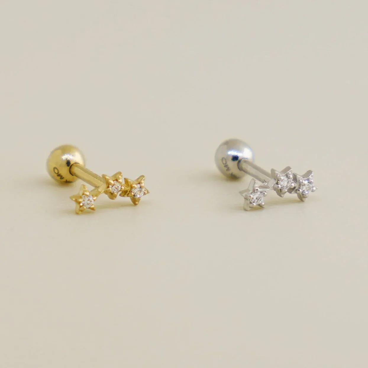 Three Star with CZ Stud - Anygolds