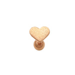 14K Solid Gold Matte-finish Heart Ear Piercing 18gauge - anygolds