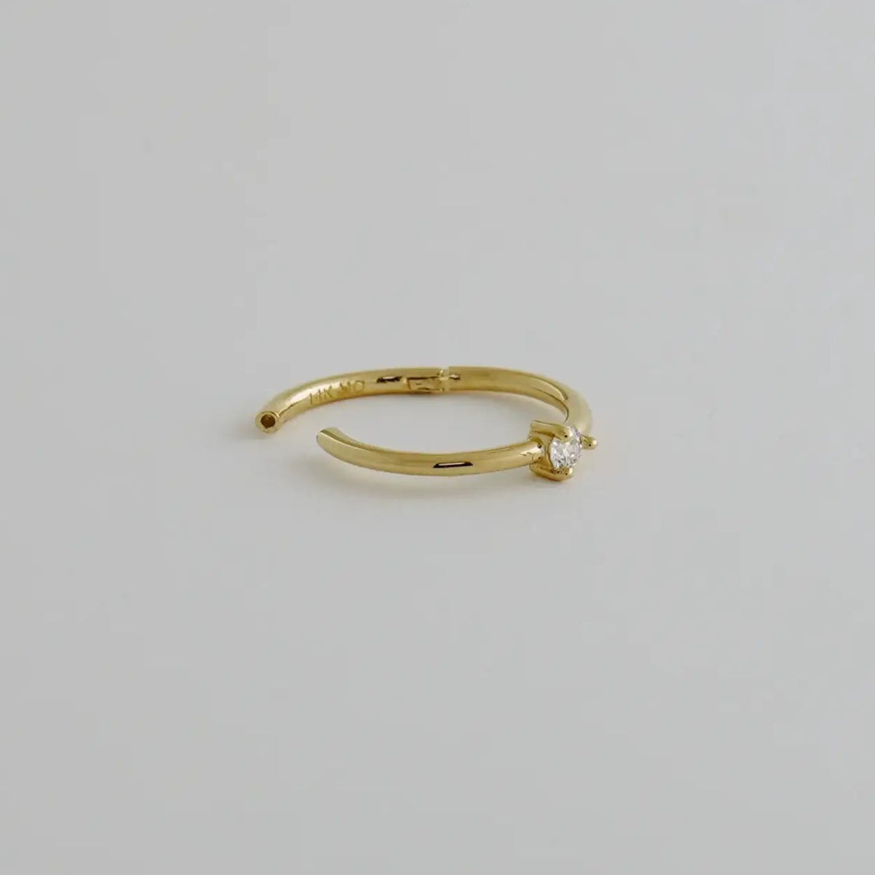14K Solid Gold Single Diamond Clicker Hoop – Anygolds