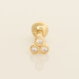 Yellow Gold Tri Round Ear Piercings