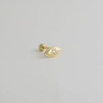 14K Solid Gold 0.021ctw Diamond Evil Eye Ear Piercing 18gauge