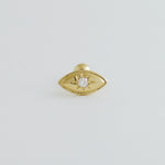 14K Solid Gold 0.021ctw Diamond Evil Eye Ear Piercing 18gauge