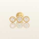 14K Solid Yellow Gold 0.06ctw Diamond Ear Piercings