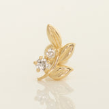 Yellow Gold Olive leaf ear piercing with Diamond