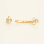 14K Solid Gold Diamond Trinity Floral Curved Barbell – Anygolds