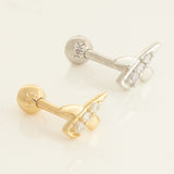 Cubic Zirconia Cross Horn Ear Piercings