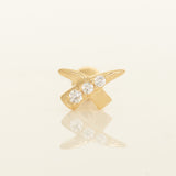 14K Solid Gold Cubic Zirconia Cross Horn Ear Piercings 18gauge