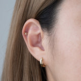 14K Solid Gold Beaded Diamond Evil Eye Stud Piercing Earring - Anygolds