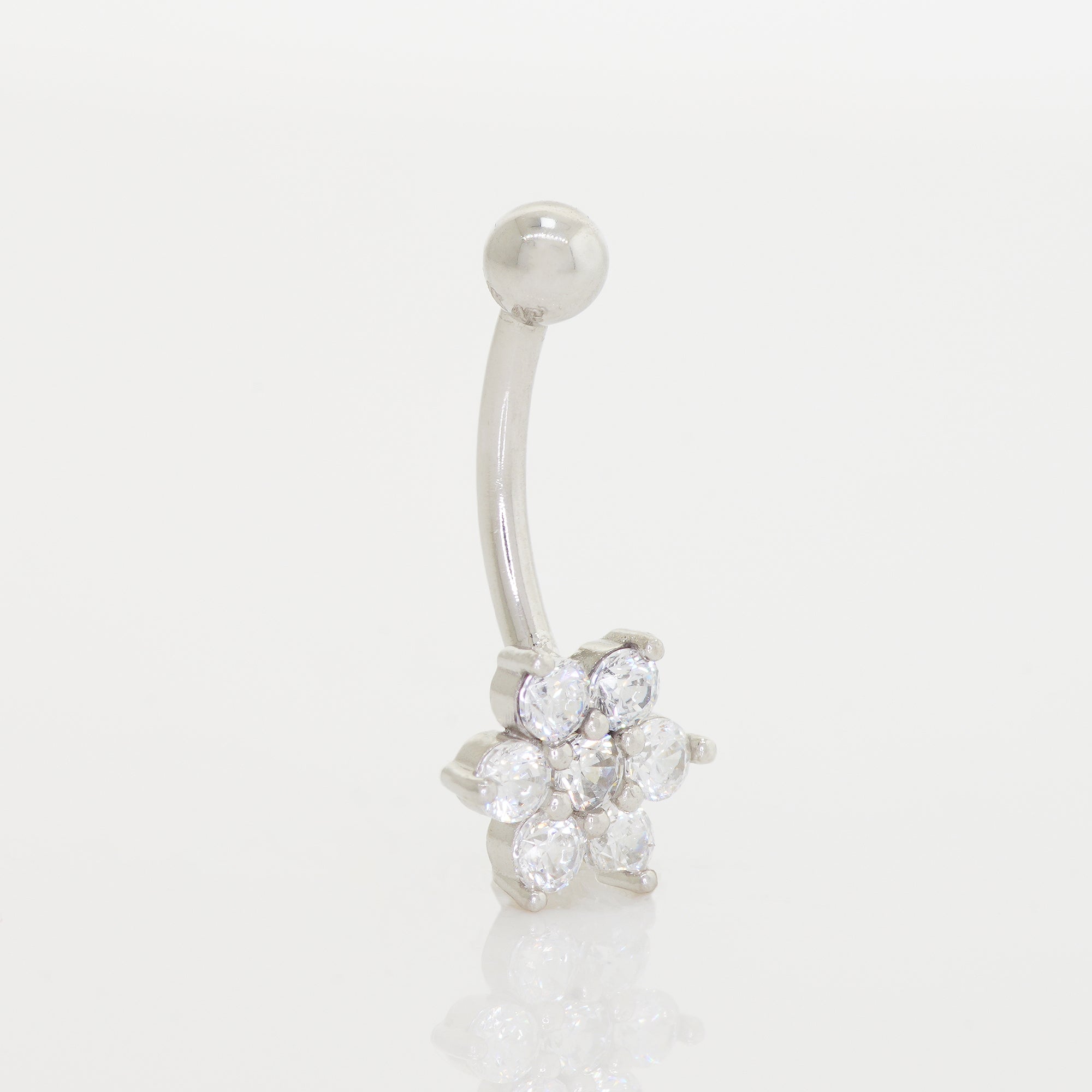 Flower CZ Curved Barbell Piercing
