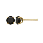 14K Solid Gold Round Black Cubic Zirconia Stud Earrings 3mm-7mm - anygolds