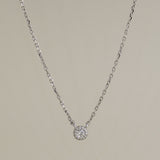 14K Solid White Gold  Diamond Chain Necklace 