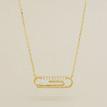 14K Solid Gold Cubic Zirconia Clip Necklace