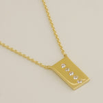 Rectangle Name Tag CZ Necklace