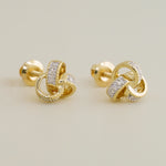 14K Solid Gold 0.05ctw Diamond Endless Knot Stud Earrings