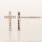 Minimal Cross Diamond Stud Earrings