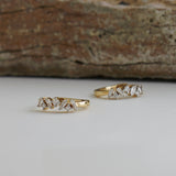 14K Solid Gold 0.15ctw Baguette & Round Brilliant Diamond Hoop Earrings