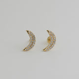 14K Solid Gold 0.17ctw Diamond Crescent Luna Stud Earrings