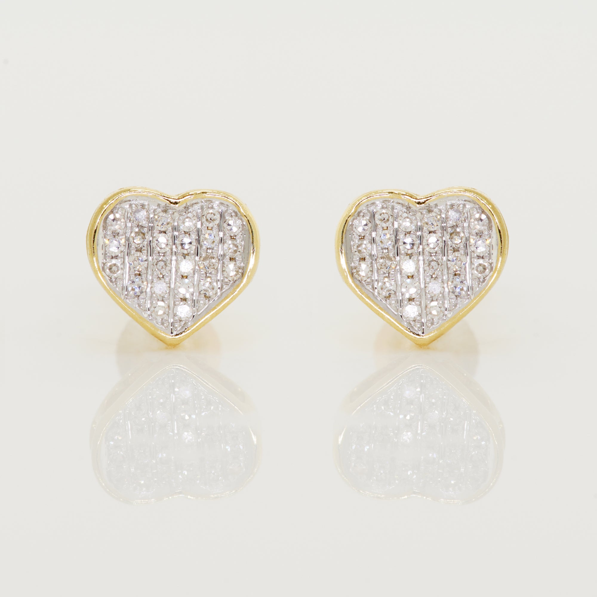 14K Solid Gold Diamond 0.12ctw Heart Stud Earrings - Anygolds 