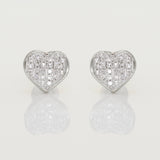 14K Solid Gold Diamond 0.12ctw Heart Stud Earrings - Anygolds 